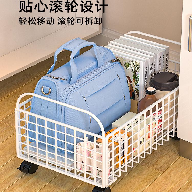书本收纳盒书包置物架学生教室书箱桌面书籍装书收纳箱带滑轮神器