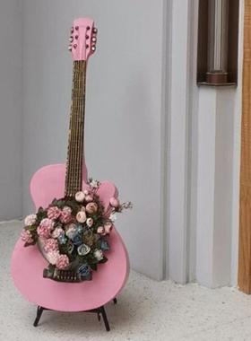 吉他落地手工简约现代阳台庭院造景布置日常婚礼装饰花园摆件包邮