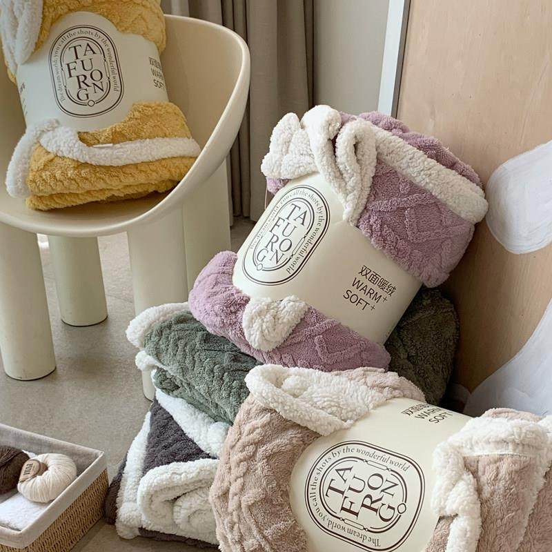 冬季加厚保暖柔软双面羊羔绒塔芙绒提花毛毯儿童学生网红款盖毯,淘宝优惠券,粉丝福利购,淘宝优惠卷