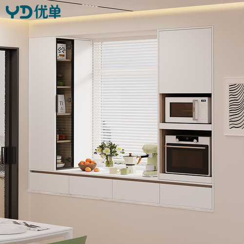 多功能飘窗餐边柜餐厅窗台储物柜定制小酒柜抽拉式电器柜2G375 - 图2