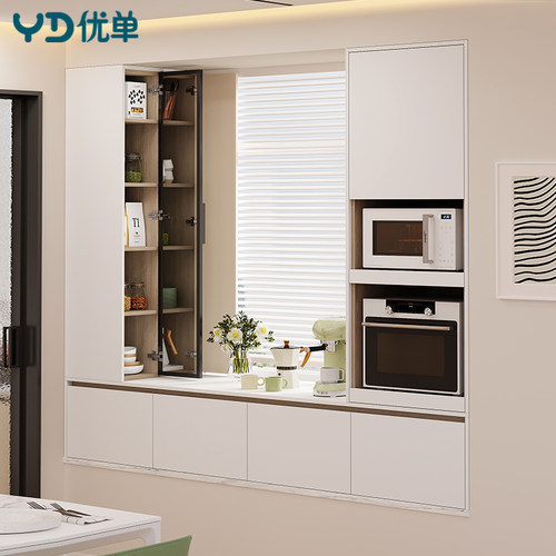 多功能飘窗餐边柜餐厅窗台储物柜定制小酒柜抽拉式电器柜2G375 - 图0