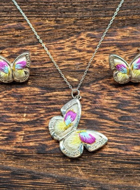 新款纯银高级感蝴蝶项链套装礼物