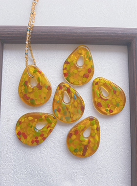 原创！艺术水滴孤品原创手作琉璃艺术品风格炫彩ins小众项链毛衣