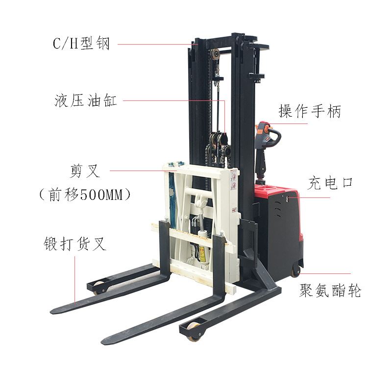货叉前移式全电动堆高堆垛无腿配重式装卸升高车平衡智能重型叉车