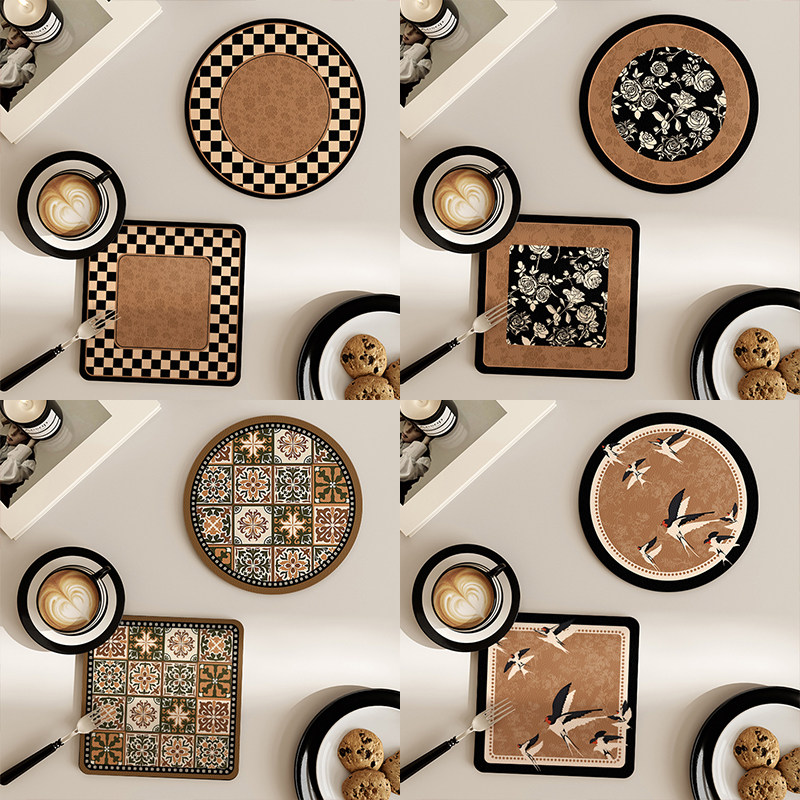 中古风复古餐桌隔热垫花砖小餐垫免洗防水防油碗垫盘垫水杯垫子,淘宝优惠券,粉丝福利购,淘宝优惠卷