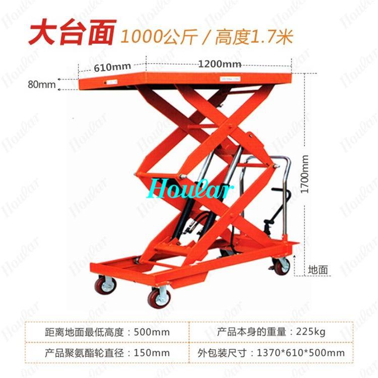 PTS1000手动平台车1吨液压手推升降平台车移动式脚踏脚踩小平台 - 图0