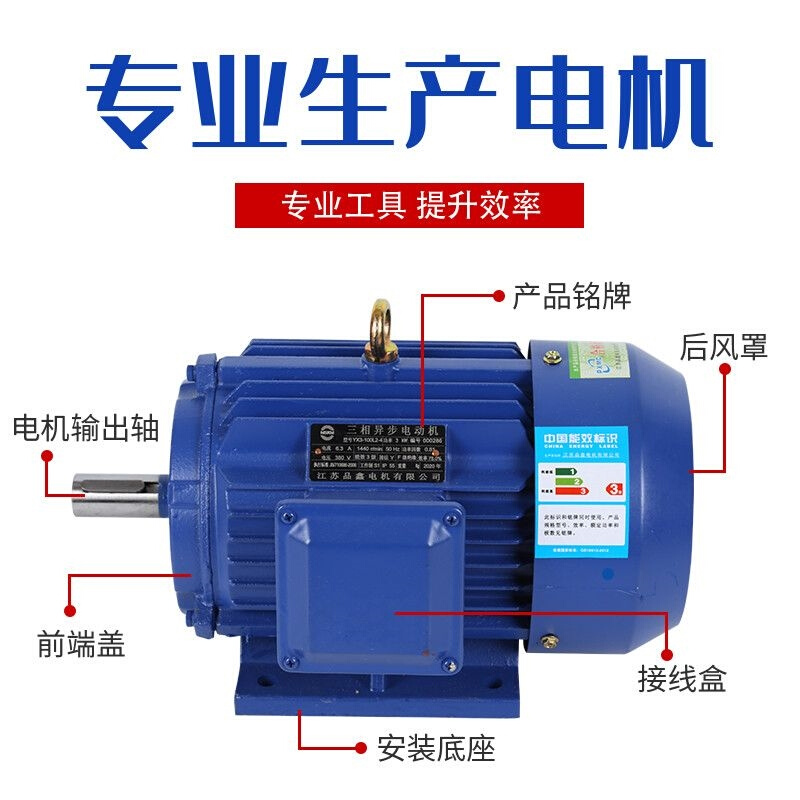 三相异步电动机铜芯380V卧式2/4/6/8级0.75/1.1/4KW1400/2800转 - 图2