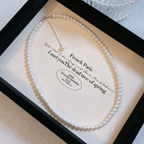 Zhao Liying with the same style 925 pure silver ultra-fine Australian white pearl necklace with femininity Fashion Xiaomi Pearl collarbone chain neck chain