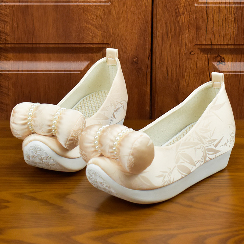 锦袍仙汉服鞋子增高厚底红色古风小枕头婚鞋绣花鞋登云女翘头履鞋,淘宝优惠券,粉丝福利购,淘宝优惠卷