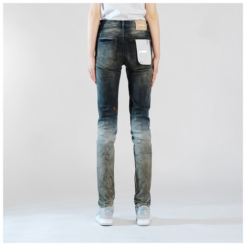 PUR jeans牛仔裤男修身显瘦欧美式高街泼墨晕染款潮牌修身小脚裤 - 图2