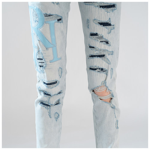 AMR Skinny Ripped Jeans 牛仔裤男美式高街破洞堆积修身小脚裤 - 图3