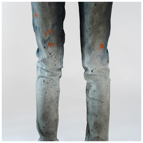 PUR jeans牛仔裤男修身显瘦欧美式高街泼墨晕染款潮牌修身小脚裤 - 图3