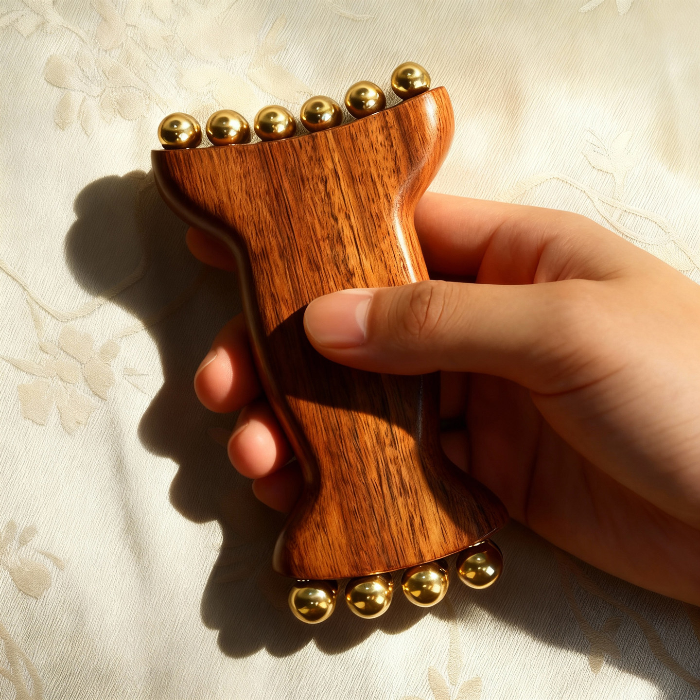 实心黄铜眼部按摩器20齿便携檀木眼周脸按摩双面黄铜经络刷,淘宝优惠券,粉丝福利购,淘宝优惠卷