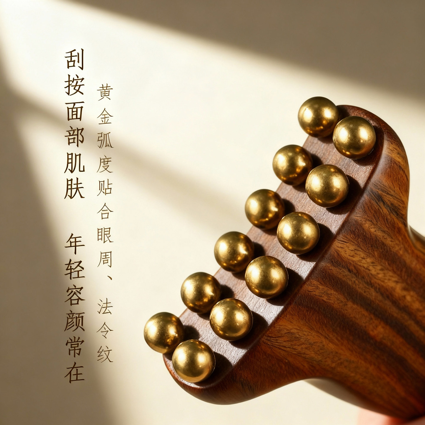 实心黄铜眼部按摩器20齿便携檀木眼周脸按摩双面黄铜经络刷,淘宝优惠券,粉丝福利购,淘宝优惠卷