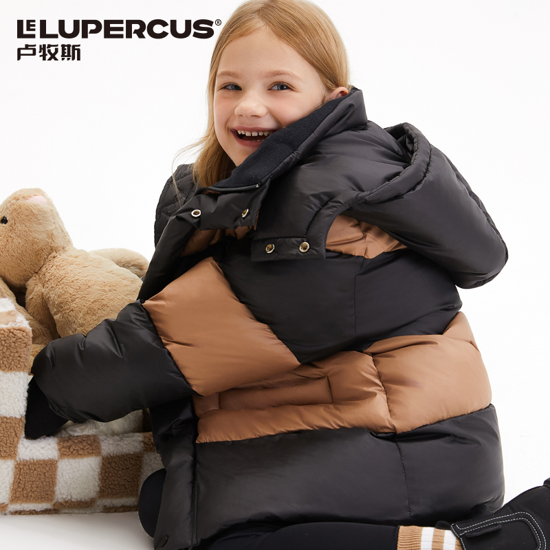 卢牧斯儿童羽绒服极寒大排扣长款连帽大外套防风保暖加厚秋冬新款