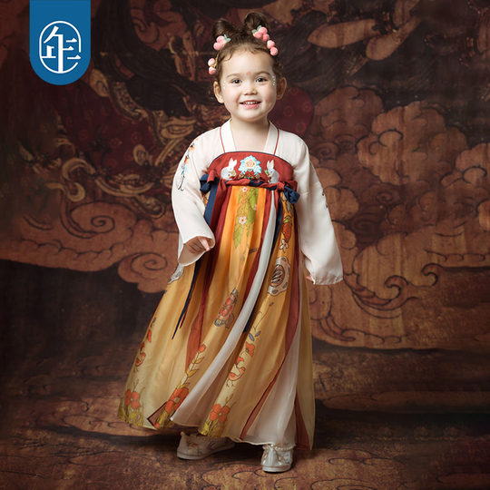 年衣汉服女童唐宫夜宴春秋季国风唐装连衣裙儿童古风中秋节演出服