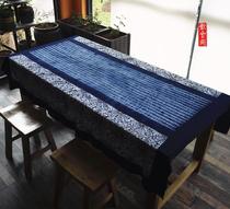 Large Polytechnique Dyeing Table Cloth Yunnan Zdyeing Cloth Ethnic Wind Handmade to Dye Tea Table Cloth-Rectangular Table Cloth