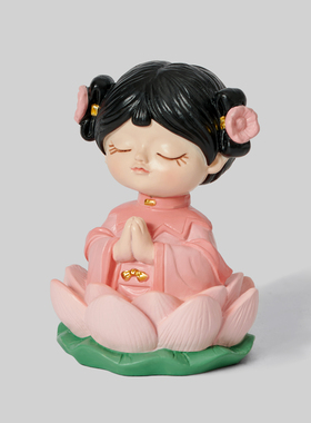 「好运莲莲」佛系少女莲花摆件办公室工位荷气生财装饰品无聊礼物