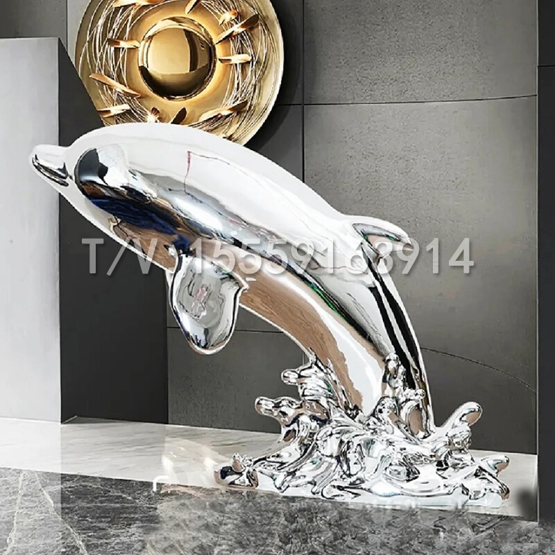 鲸鱼海豚雕塑落地摆件售楼处酒店大堂楼梯间落地装饰创意艺术摆件-图2