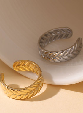 不掉色钛钢戒指女活口指环可调节对戒2024潮小众设计感ins冷淡风