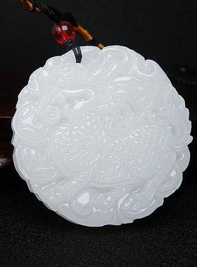 白玉麒麟吊坠天然玉石瑞兽玉坠男女汉服腰配玉佩压襟大气项链挂件