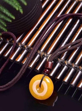 天然云南黄龙玉平安扣吊坠男女鸡油黄老黄玉怀古平安扣玉坠项坠