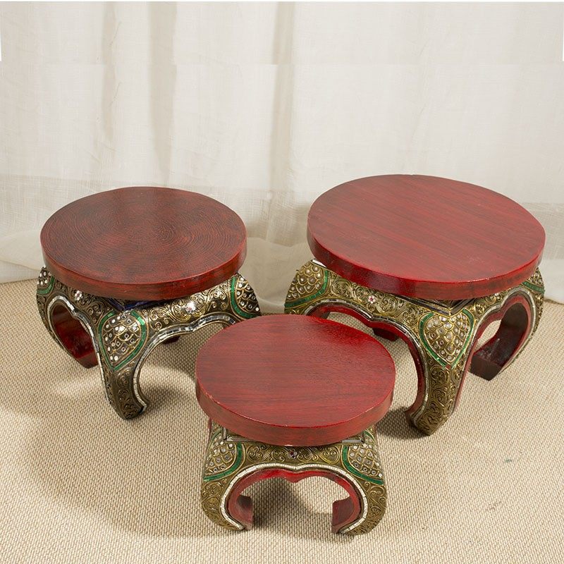 泰国实木凳子东南亚家具家用泰式洗脚矮凳木头小板凳网红圆换鞋凳,淘宝优惠券,粉丝福利购,淘宝优惠卷