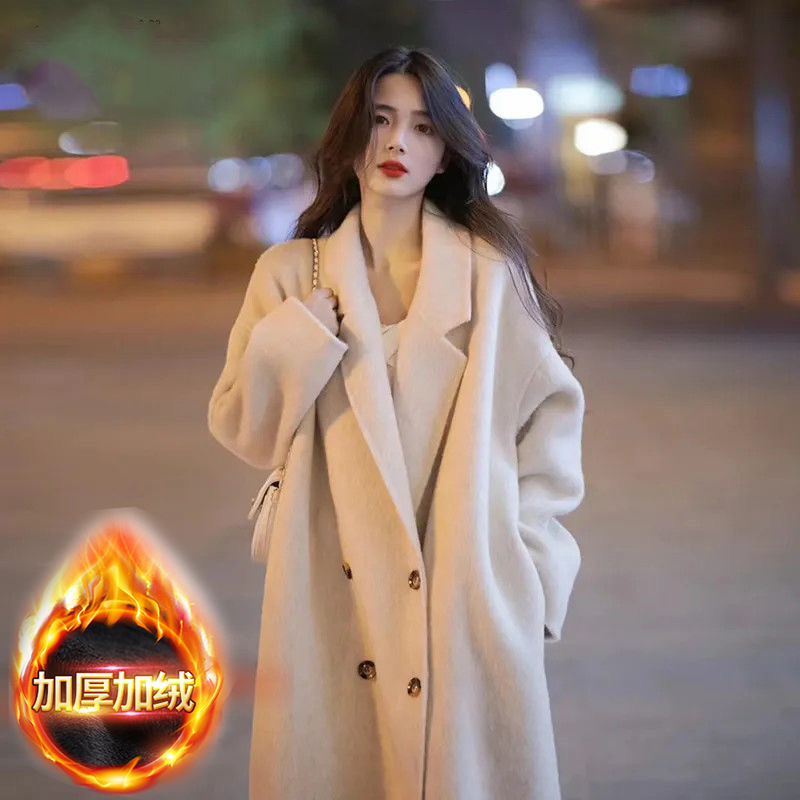 【六衿】美拉德加绒加厚夹棉加长毛呢大衣