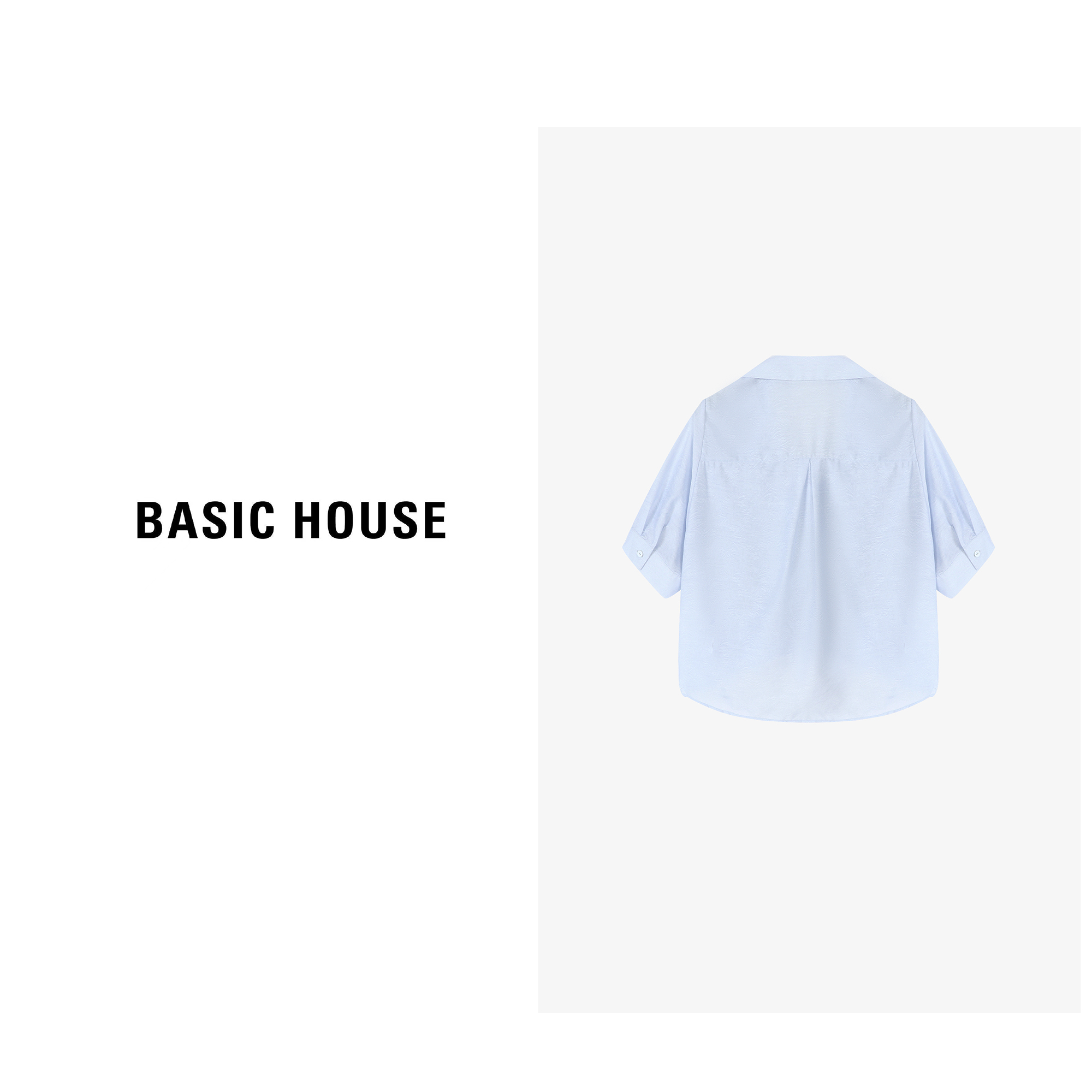 Basic House/百家好竹纤维假两件衬衫女夏季宽松遮肉透气半袖小衫