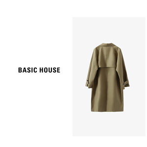 Basic House/百家好设计师休闲风衣秋季宽松时尚气质长款外套