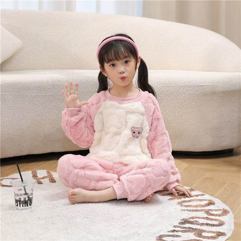 男童睡衣秋冬季法兰绒儿童家居服套装