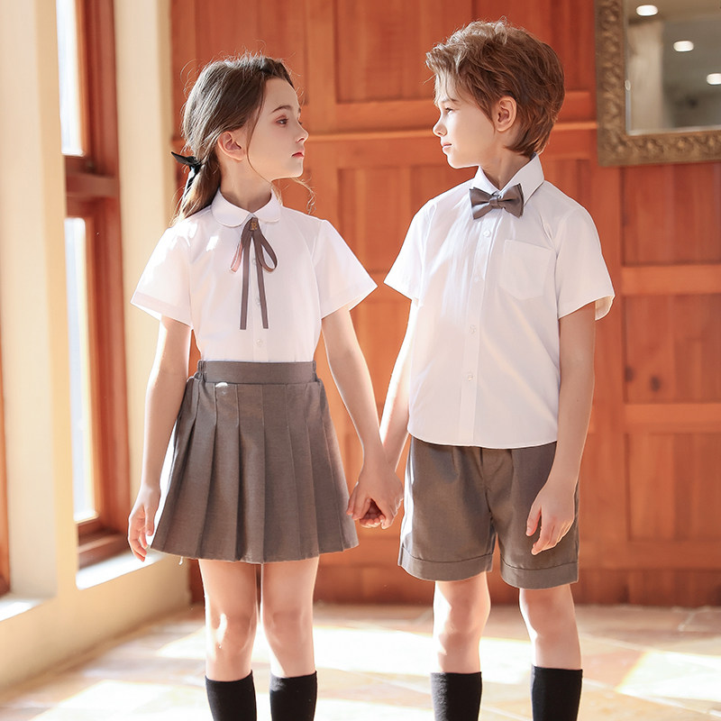 六一儿童演出服男女童学院风校服夏季白色短袖衬衫朗诵套装合唱服,淘宝优惠券,粉丝福利购,淘宝优惠卷