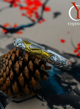 义清堂足银999手工錾刻手镯