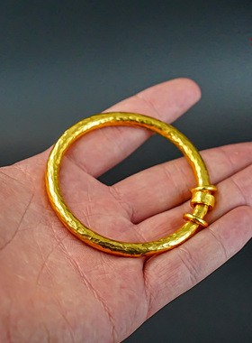 观山手作足金999纯手工金手镯三生万物私人定制黄金手镯纯金手镯