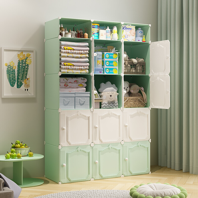 儿童衣柜简易家用卧室宝宝布小衣橱塑料男婴儿组装收纳柜子储物柜