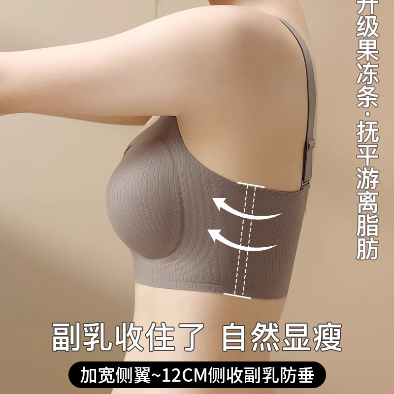 内衣女小胸聚拢收副乳防下垂显大2024新款固定杯无钢圈无痕文胸罩-图0