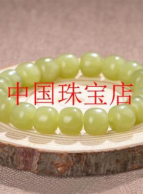 新疆和田玉黄玉黄口料老型珠手串老形珠手链精选玉石手串单圈饰品