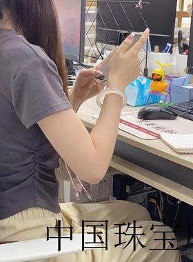 冰种白月光翡翠色玉手镯女款白色玛瑙玉髓荔枝冻镯子精品手饰百搭