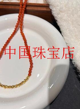 南红玛瑙满红色樱桃红小米珠锁骨链新中式国风碎银子项链原创女款