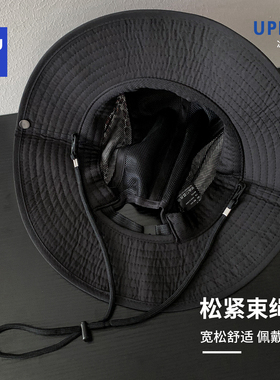 大帽檐拼色豹纹渔夫帽子女夏户外