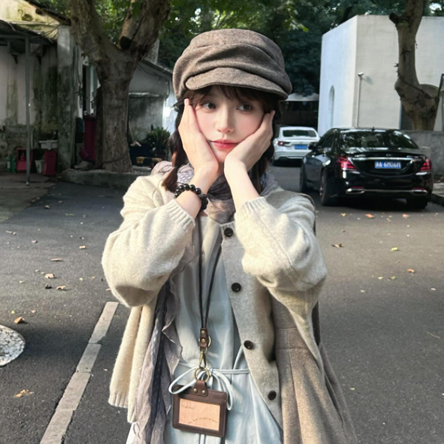 山本风黑色褶皱贝雷帽女秋冬日系百搭显脸小报童帽大头围画家帽子,淘宝优惠券,粉丝福利购,淘宝优惠卷