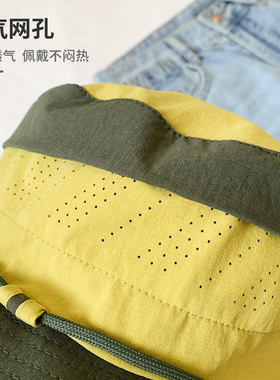 日系拼色渔夫帽子女大帽檐徒步