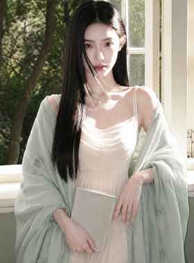 绿色披肩女外搭夏薄款配裙子