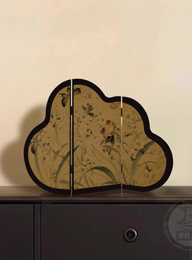 新中式入户玄关小屏风摆件装饰画