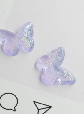 【振雄】亮粉细闪蝴蝶配件蝴蝶手机壳耳机套发夹洞洞鞋配饰品