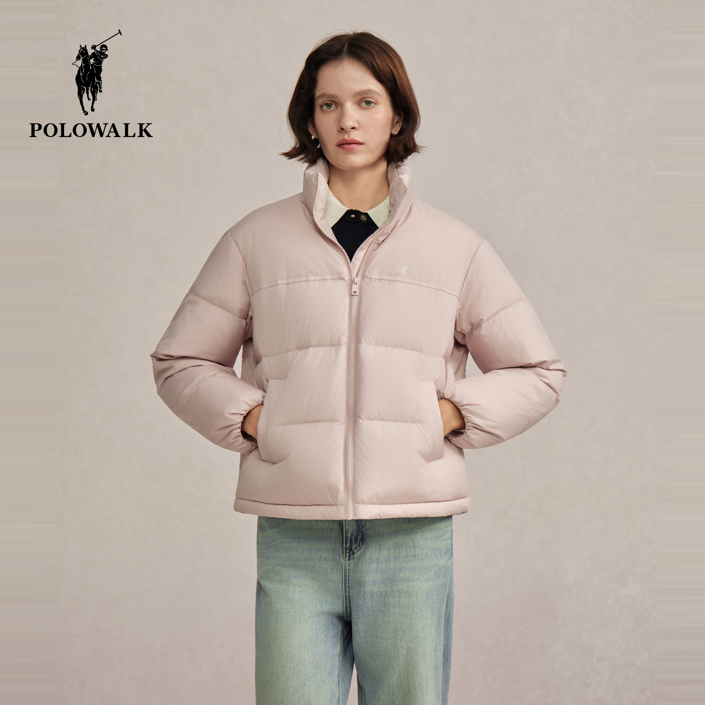POLOWALK女式厚款羽绒服2025冬季新品90鸭绒立领保暖短款羽绒外套,淘宝优惠券,粉丝福利购,淘宝优惠卷