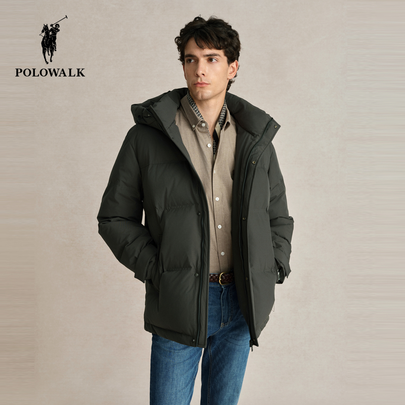 POLOWALK男士短款连帽羽绒服2024冬新款90绒加厚保暖时尚百搭外套