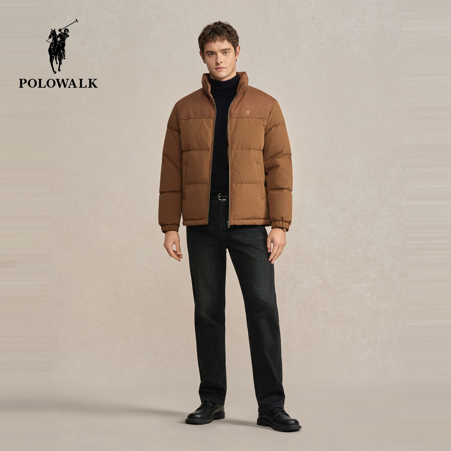 POLOWALK男式短款面包羽绒服2025冬季新品90鸭绒立领羽绒服外套,淘宝优惠券,粉丝福利购,淘宝优惠卷