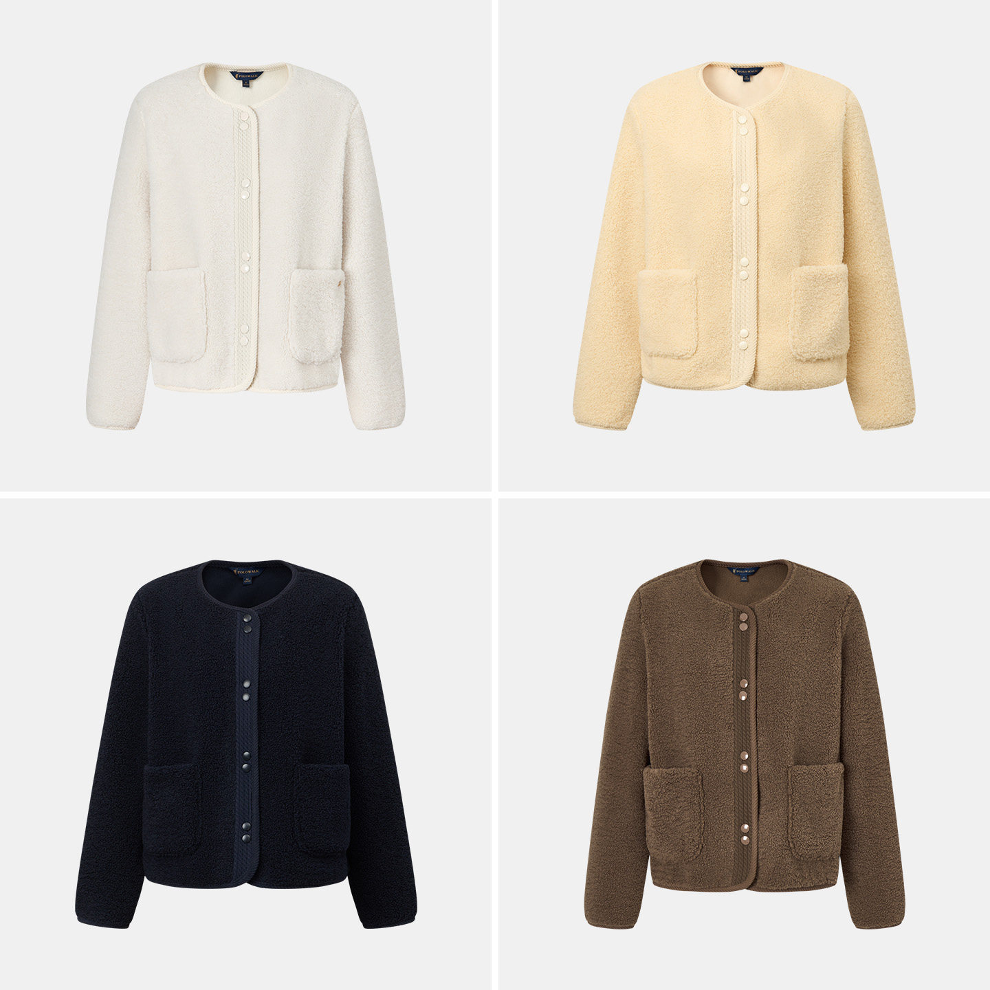 POLOWALK女式外套2025秋季新品摇粒绒百搭圆领简约气质绒感外套女,淘宝优惠券,粉丝福利购,淘宝优惠卷