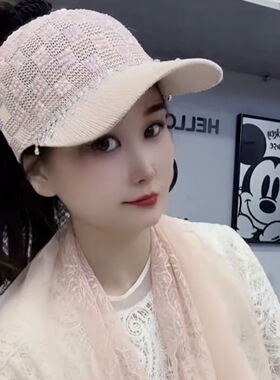夏季新款镂空烫钻链条帽子透气性非常好防晒颜值高百搭款女显脸小